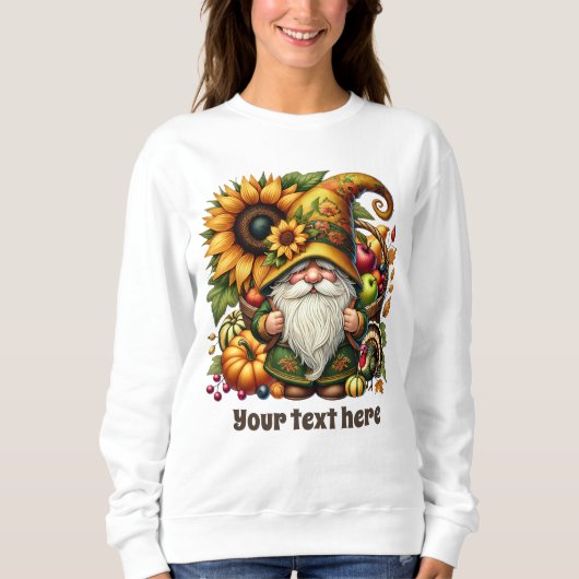 Cute Fall Seasonal gnome add text スウェットシャツ (正面)