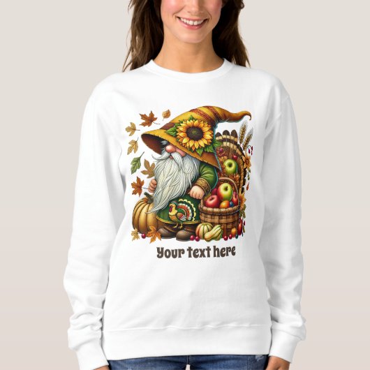 Cute Fall Seasonal gnome add text スウェットシャツ (正面)