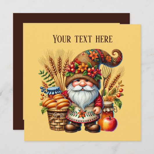 Cute Fall Seasonal gnome party 招待状 (正面/裏面)