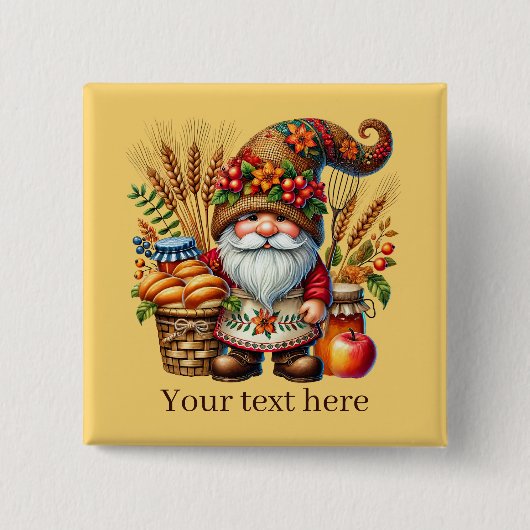 Cute Fall Seasonal gnome party 缶バッジ (正面)