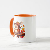 Cute Fall Seasonal owl monogram マグカップ (正面左)