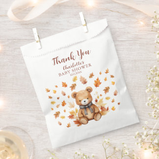 Cute Fall Teddy Bear Thank You Favor Bags フェイバーバッグ