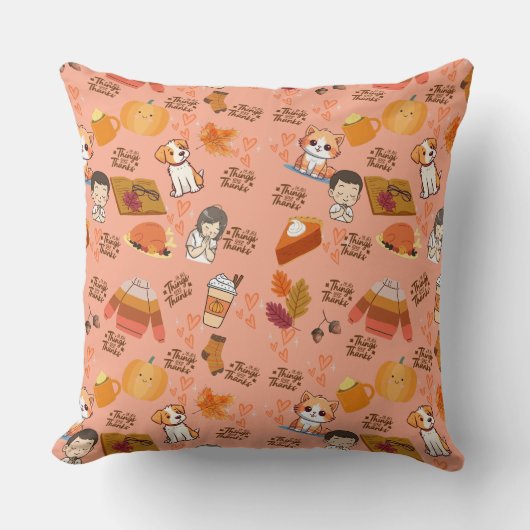 Cute Fall Throw pillow クッション (正面)