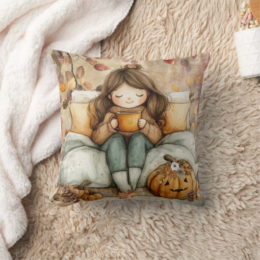 Cute Fall Throw Pillow クッション (ブランケット)