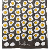 Cute Family Name Fried Eggs Pattern Breakfast  シャワーカーテン (正面)