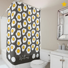 Cute Family Name Fried Eggs Pattern Breakfast  シャワーカーテン
