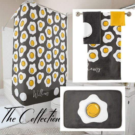Cute Family Name Fried Eggs Pattern Breakfast  バスタオルセット