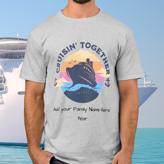 Cute Family  Vacation Cruise Gray Personalize Tシャツ