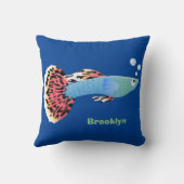 Cute fancy guppy tropical fish cartoon クッション (裏面)