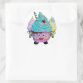 Cute Fantasy Creatur Cupcakes Illustrated ラウンドシール (バッグ)