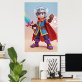 Cute Fantasy Hero Knight Art Poster ポスター (ホームオフィス)