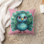 Cute Fantasy whimsical Blue Peacock クッション (ブランケット)