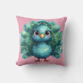 Cute Fantasy whimsical Blue Peacock クッション (正面)