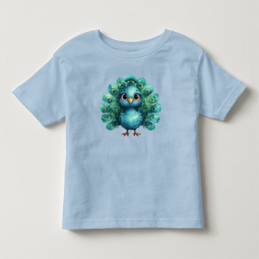 Cute Fantasy whimsical Blue Peacock トドラーTシャツ (正面)