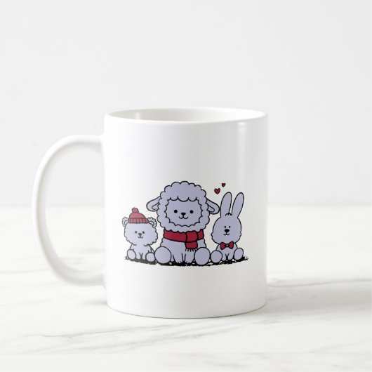 Cute Farm Animal コーヒーマグカップ (左)