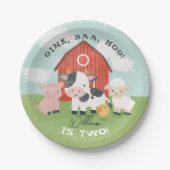Cute Farm Animal Barnyard Kids Birthday  ペーパープレート (正面)