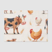 Cute Farm Animals Barn Pattern 薄葉紙 (正面)