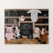 Cute Farm Animals Digital Pregnancy Announcement  ジグソーパズル (横)