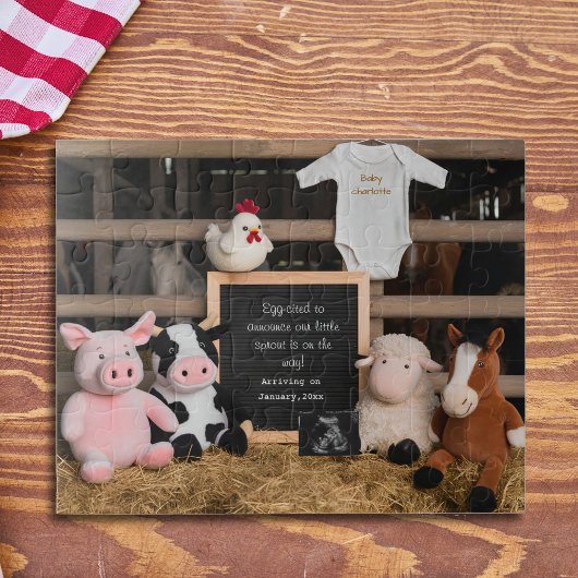 Cute Farm Animals Digital Pregnancy Announcement  ジグソーパズル