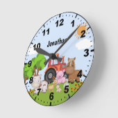 Cute Farm Animals for Kids ラウンド壁時計 (傾斜)