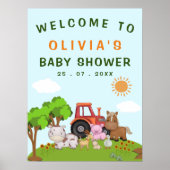 Cute Farm Animals Gender Neutral Baby Shower ポスター (正面)