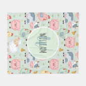 Cute Farm Animals Nursery  フリースブランケット (正面(横))