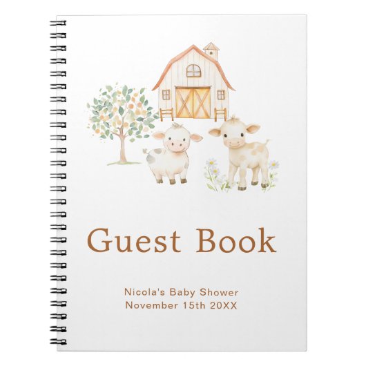 Cute Farm Barn Baby Shower Guest Book ノートブック (正面)