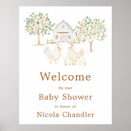 Cute Farm Barn Baby Shower Welcome ポスター