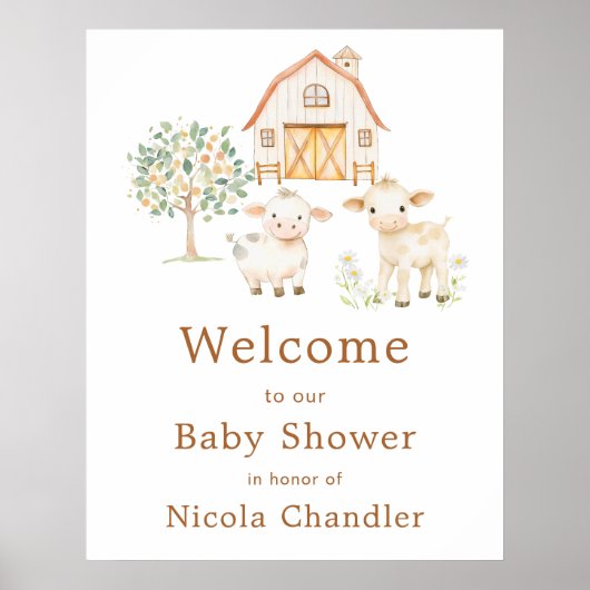 Cute Farm Barn Baby Shower Welcome ポスター (正面)