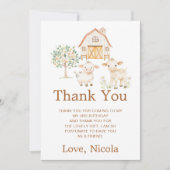 Cute Farm Barn Birthday サンキューカード (正面)