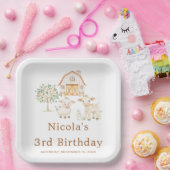 Cute Farm Barn Cows Birthday ペーパープレート (パーティー)