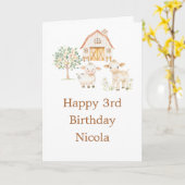 Cute Farm Barn Cows Birthday Party カード (黄色い花)