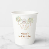 Cute Farm Barn Hens Birthday 紙コップ (裏面)