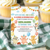 Cute Farm Barnyard Animals Kids Birthday Party 招待状