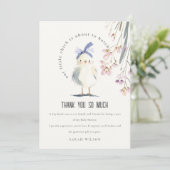Cute Farm Chick Watercolor Floral Baby Shower サンキューカード (スタンド正面)