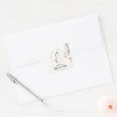 Cute Farm Chick Watercolor Floral Baby Shower スクエアシール (封筒)
