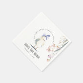 Cute Farm Chick Watercolor Floral Baby Shower スタンダードカクテルナプキン (角)