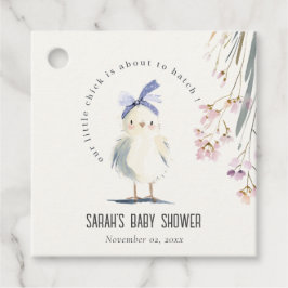 Cute Farm Chick Watercolor Floral Baby Shower フェイバータグ