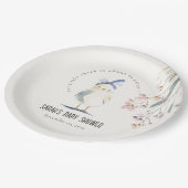 Cute Farm Chick Watercolor Floral Baby Shower ペーパープレート (アングル)