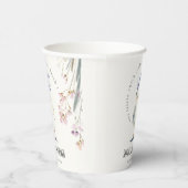 Cute Farm Chick Watercolor Floral Baby Shower 紙コップ (右)