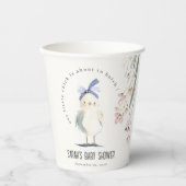Cute Farm Chick Watercolor Floral Baby Shower 紙コップ (正面)