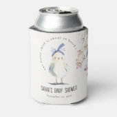 Cute Farm Chick Watercolor Floral Baby Shower 缶クーラー (缶裏面)