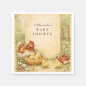 Cute Farm Chicks Baby Shower スタンダードカクテルナプキン (正面)