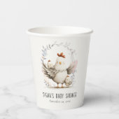 Cute Farm Mum and Baby Chick Floral Baby Shower 紙コップ (裏面)