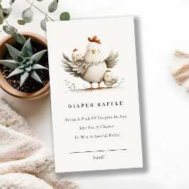 Cute Farm Mum Baby Chick Diaper Raffle Baby Shower エンクロージャーカード