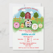 Cute Farm Party Animals Balls Birthday Invitation 招待状 (正面)