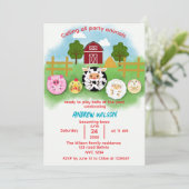 Cute Farm Party Animals Balls Birthday Invitation 招待状 (スタンド正面)