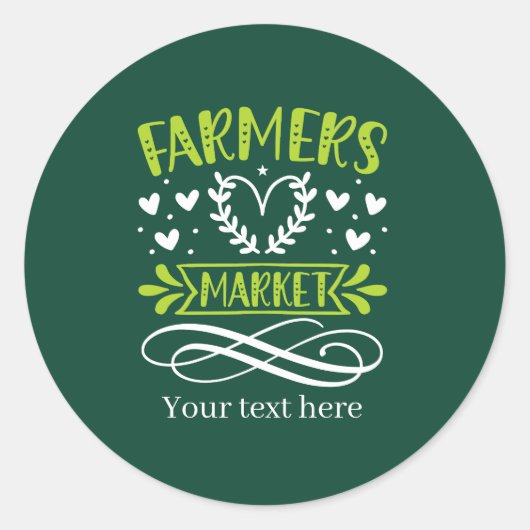Cute Farmers Market add text  ラウンドシール (正面)