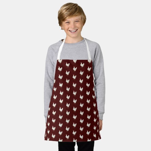 Cute Farmhouse Style Chicken Pattern Apron エプロン (着用した状態)