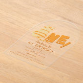 Cute Fat Orange Cat 1st Birthday アクリル招待状 (レイダウン)